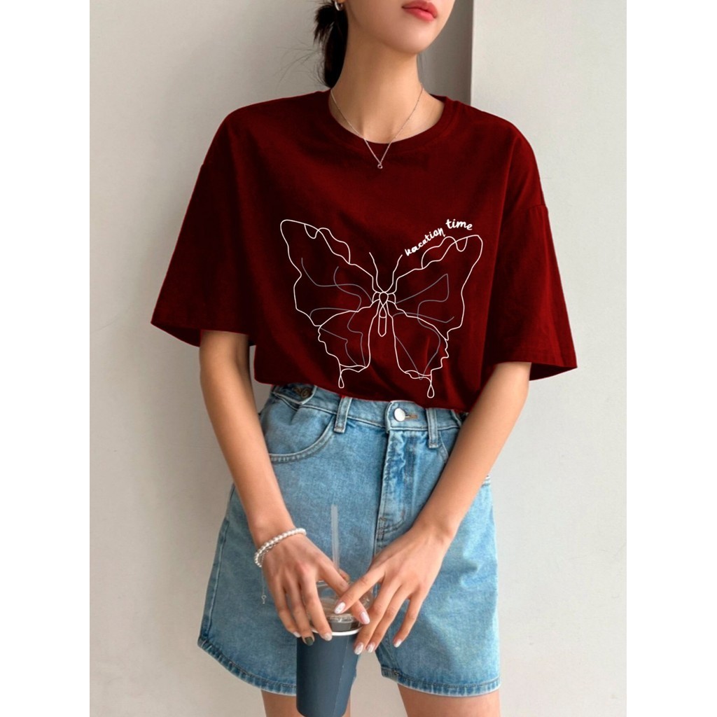 Camiseta Oversized Feminina Mulher Aesthetic Blusa Old School Estilosa Tecido Confortavel Estampada 