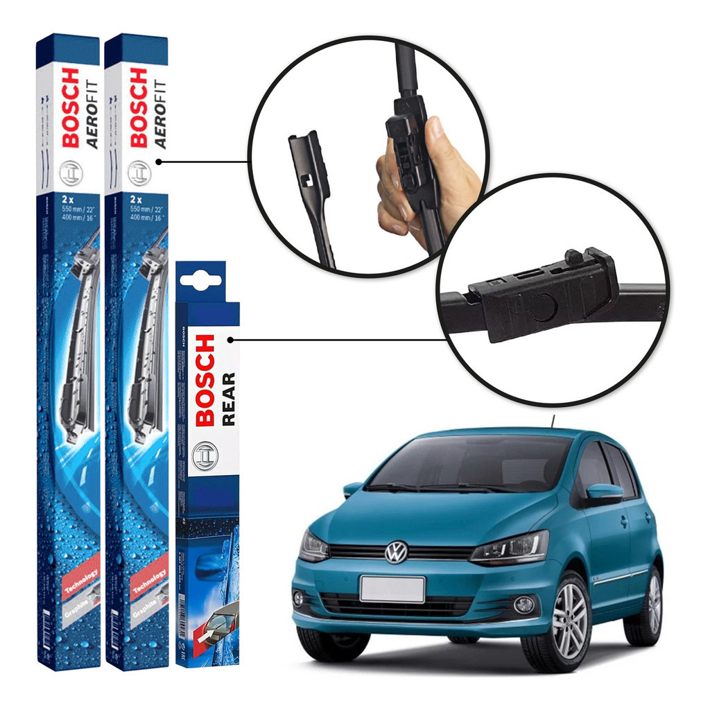 Kit 3 Palhetas Dianteiras Aerofit + Traseira REAR Original Bosch Volkswagen Fox 2013 A 2018 em Oferta na Shopee