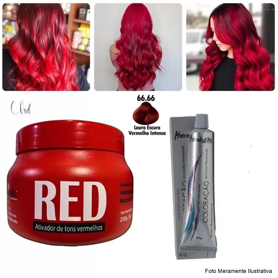 Kit Cabelo Red Matizador 250g Tinta 60g Ox  20 volumes90ml - Mairibel / Hidratylife