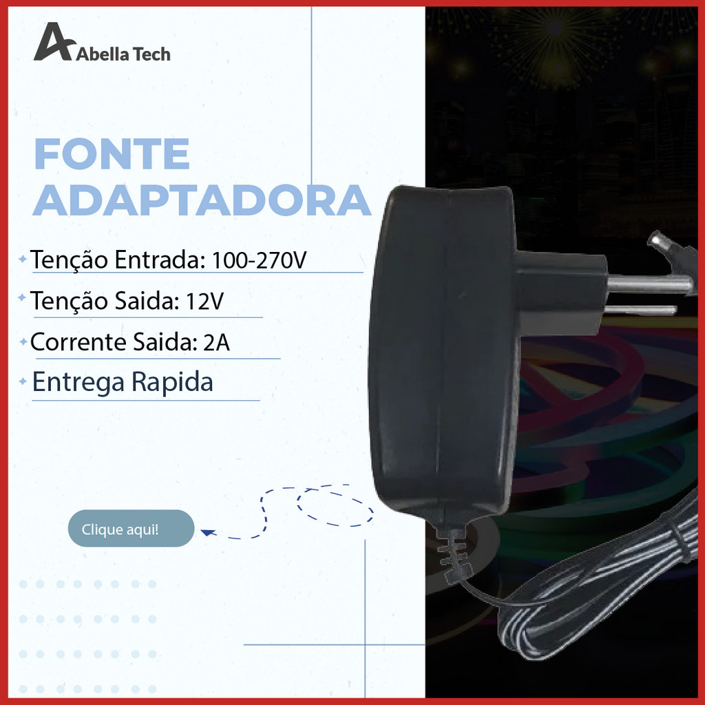 Fonte de Energia Alimentação Adaptadora 12V Bivolt 110V-220V