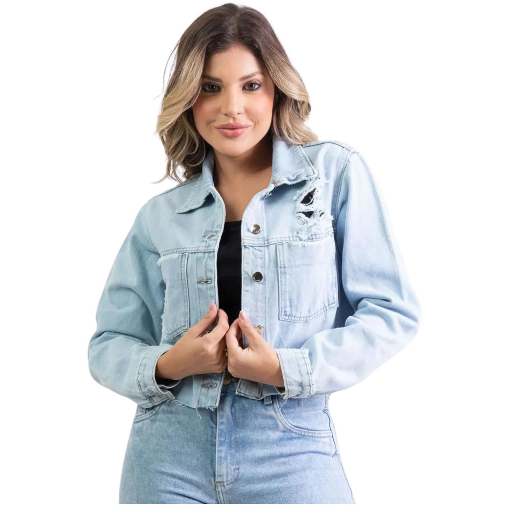 Jaqueta Feminina Sawary Jeans C/ Bolsos Funcional 273477