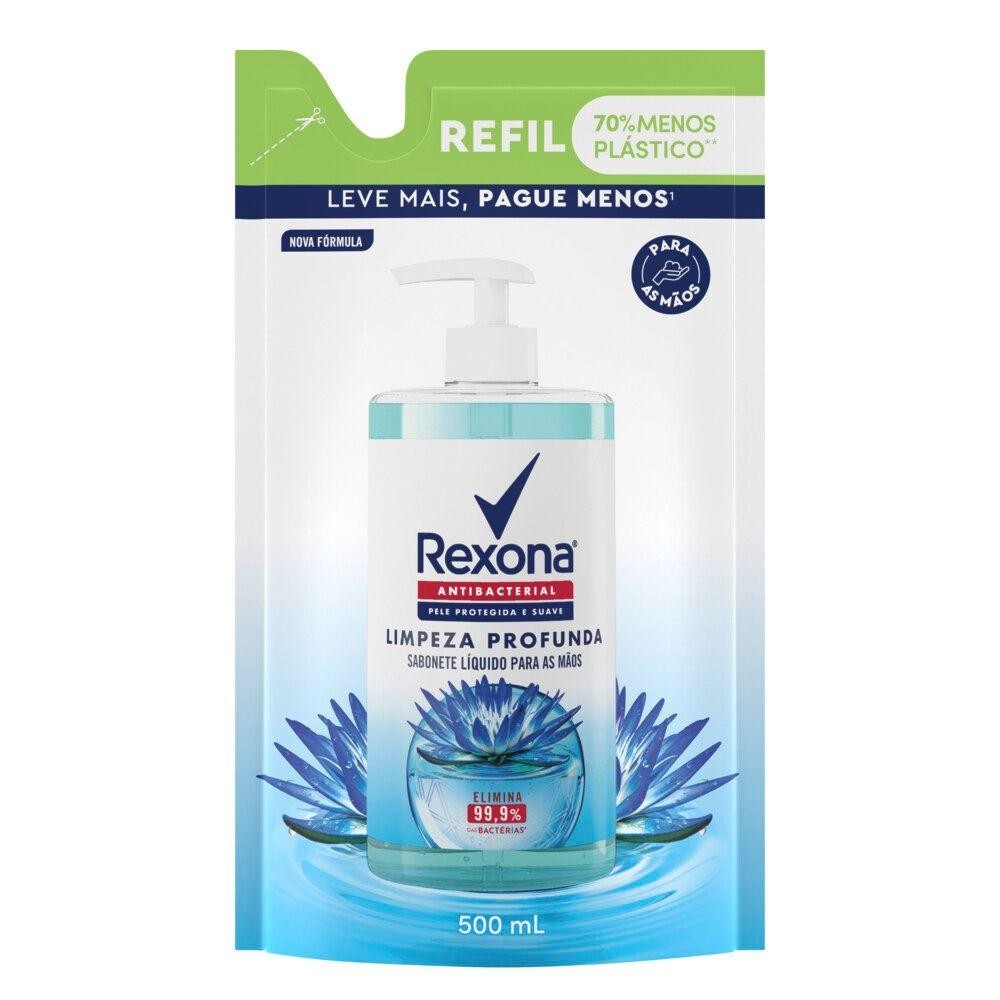 Sabonete Líquido para as Mãos Rexona Antibacterial Limpeza Profunda 500ml Refil - Beauty