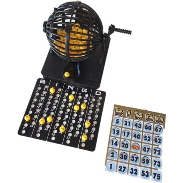 Jogo Mini Bingo Completo Globo giratório Bolinhas Cartelas tamanho pequeno