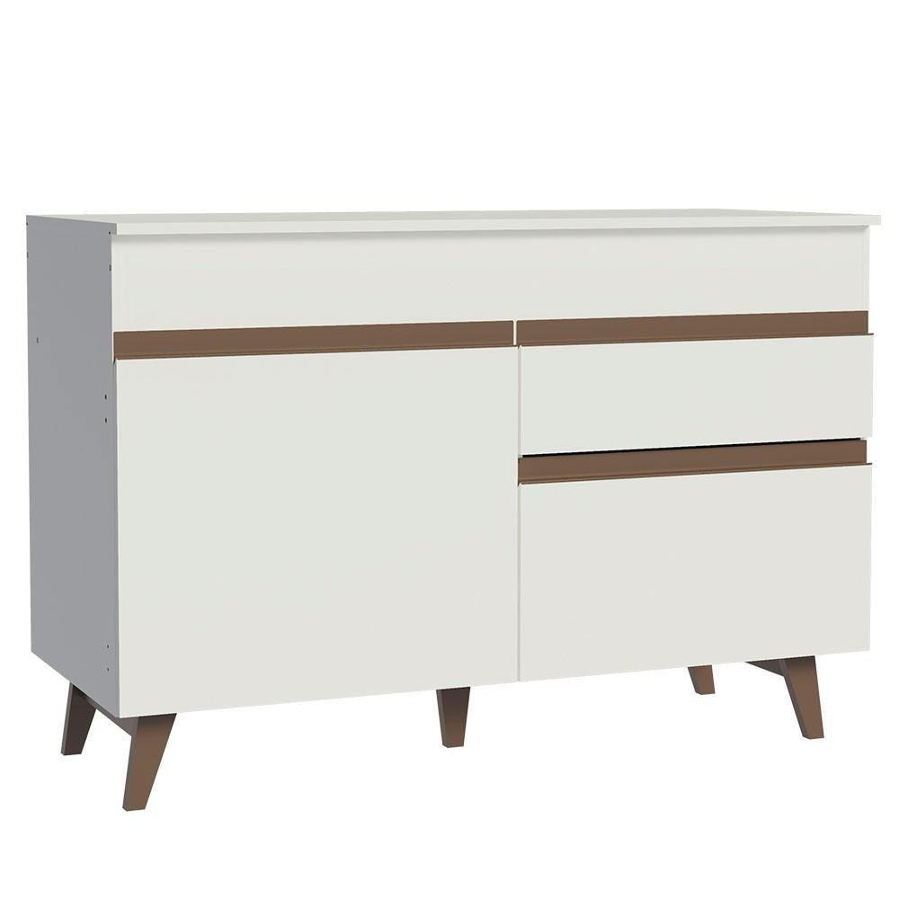 Balcão Gabinete de Pia Cozinha 2 Portas 1 Gaveta Branco Reims Madesa - Home & Living