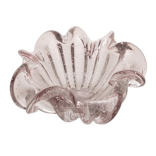 Vaso Wolff Italy de Vidro Rosa Claro 16cm x 14cm