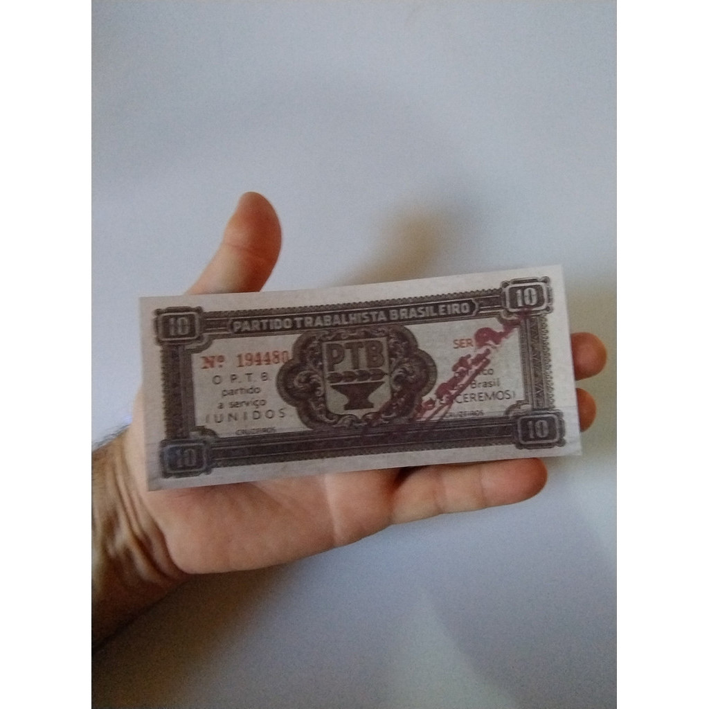 Cédula Fantasia Do Ptb De 10 Cruzeiros Para Colecionadores