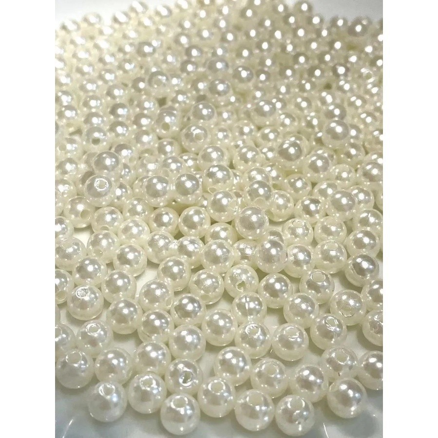 430 Pçs Miçanga Pérolas Abs Com Buracos 6mm 50grama