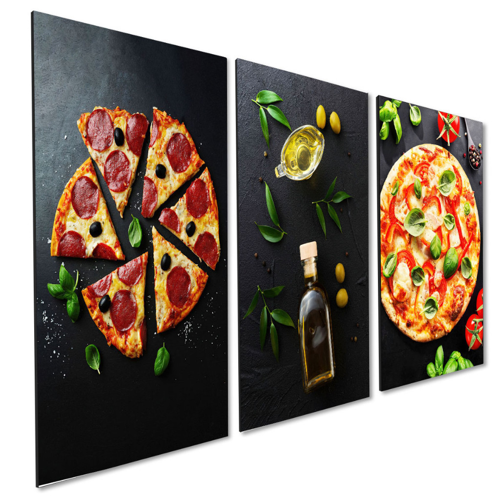 Kit 3 Quadros Decorativos Pizza Azeite Restaurante Pizzaria em Oferta na Shopee
