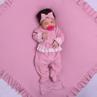 Saída Maternidade Para Bebê Menina Olivia 3 Peças 100% Algodão - a pronta entrega em Oferta na Shopee