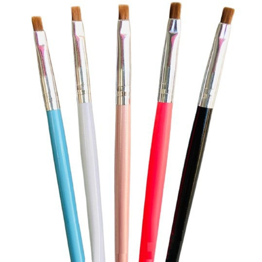 Kit com 5 Pinceis Reto Para Gel Unha Uv Led Acrigel Profissional