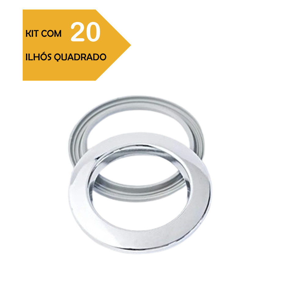 CONJUNTO  20 Unidades/pares De Ilhós Redondo Cortina Varão 28mm Cromado