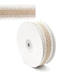 Fita De Juta Com Renda 40Mm X 10M Cru Para Artesanato, Laços E Decoração Rústica Poliéster