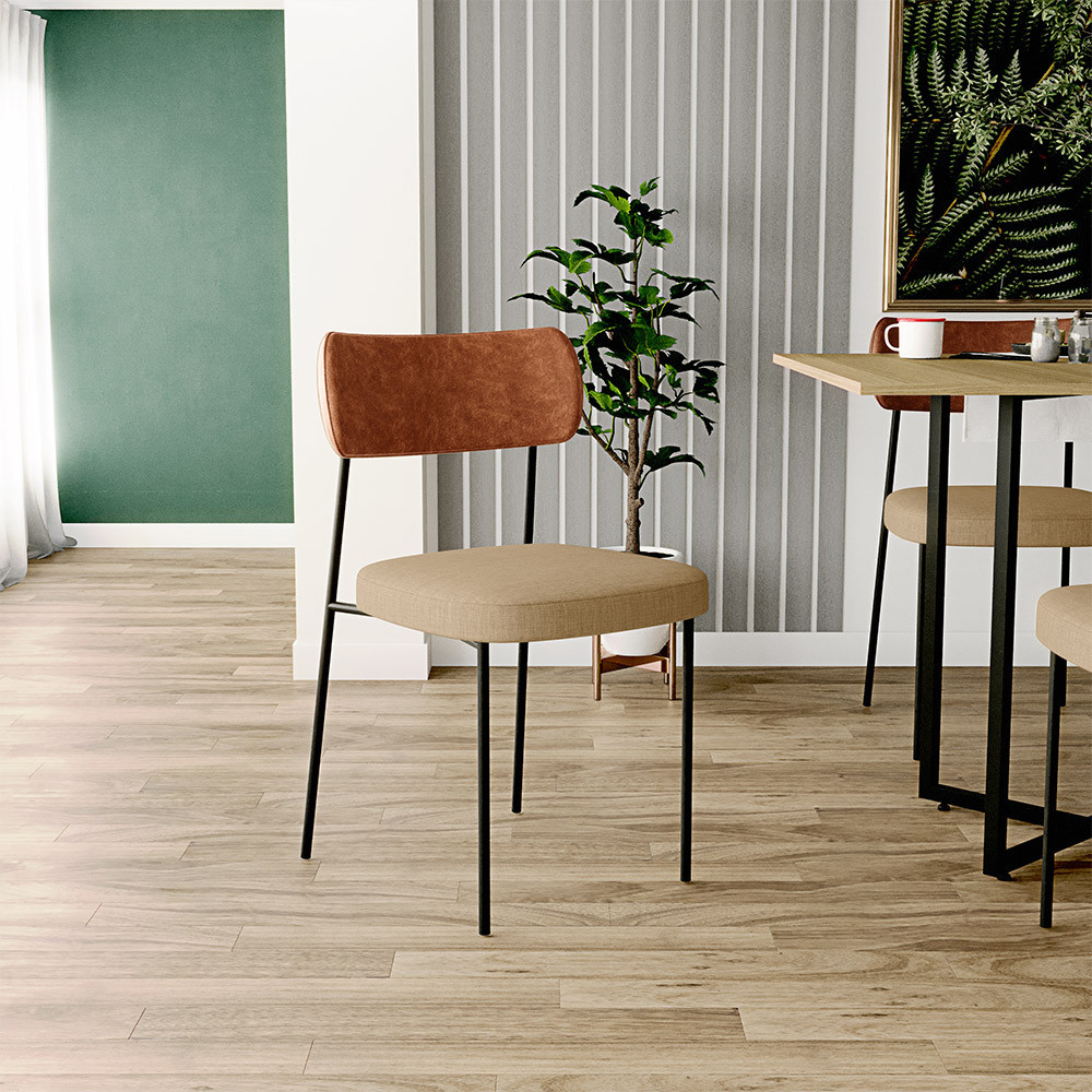 Cadeira Decorativa Para Sala De Jantar Melina L02 Couríssimo Camel Linho Bege Escuro - Lyam Decor em Oferta na Shopee