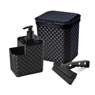 Kit Cozinha 3 Peças Lixeira Pia 5 Litros + Porta Detergente Sabão + Rodinho de Pia em Oferta na Shopee