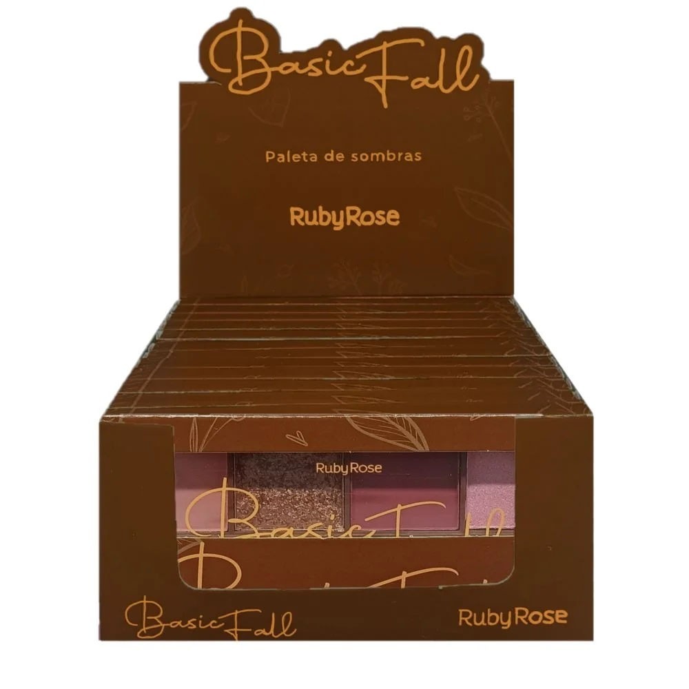 Box 12 Paleta de Sombras Basic Fall Ruby Rose c/8 Cores
