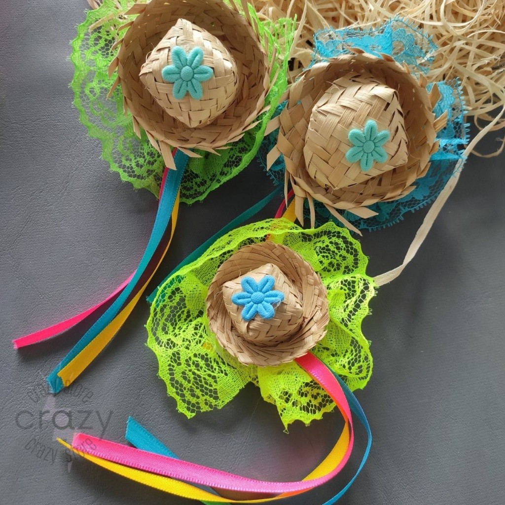 kit 2/3/4/5/6 Presilha  para Festa junina sao joao chapéu junino  com renda e fitas acessório de cabelo ideal para revende/dar presentes