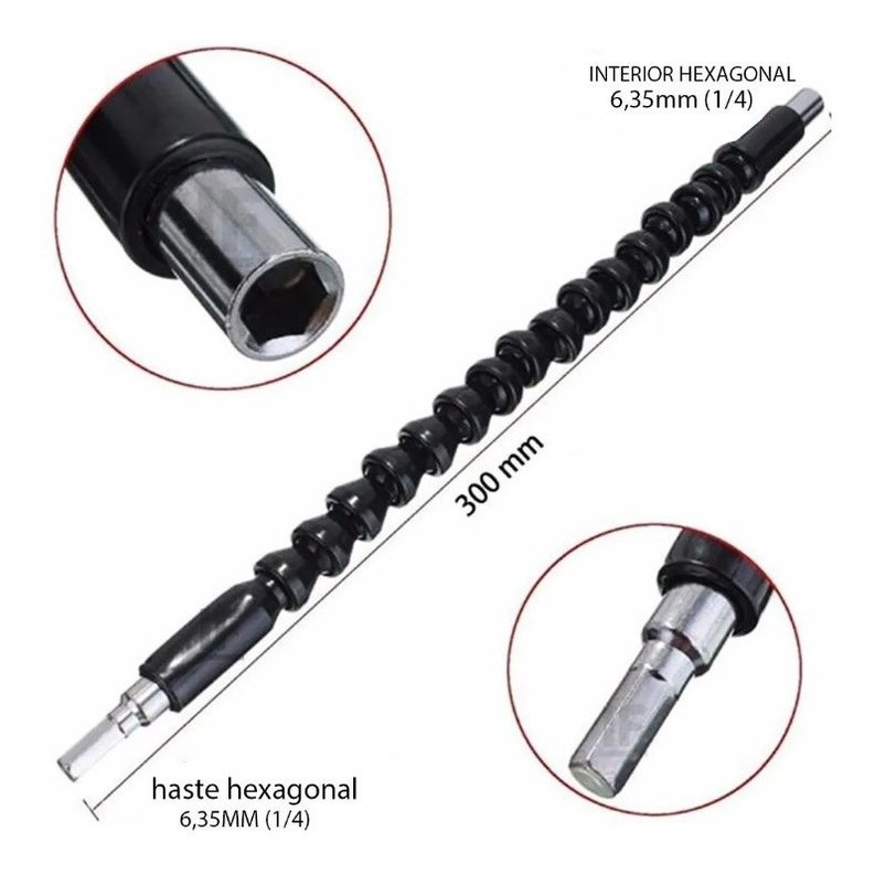Extensor Prolongador Flexível 30 cm Parafusadeira Chave Manual Barato