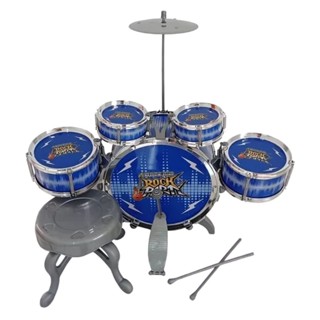 Bateria Infantil Rock Party Com Banquinho 6066 - Dm Toys em Oferta na Shopee