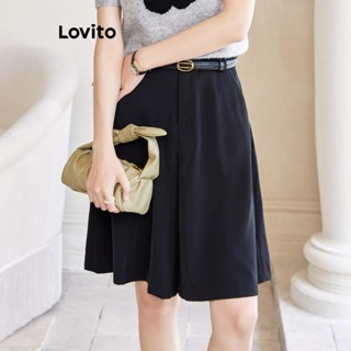 Lovito Shorts femininos casuais com bolso liso e zíper LNA52232