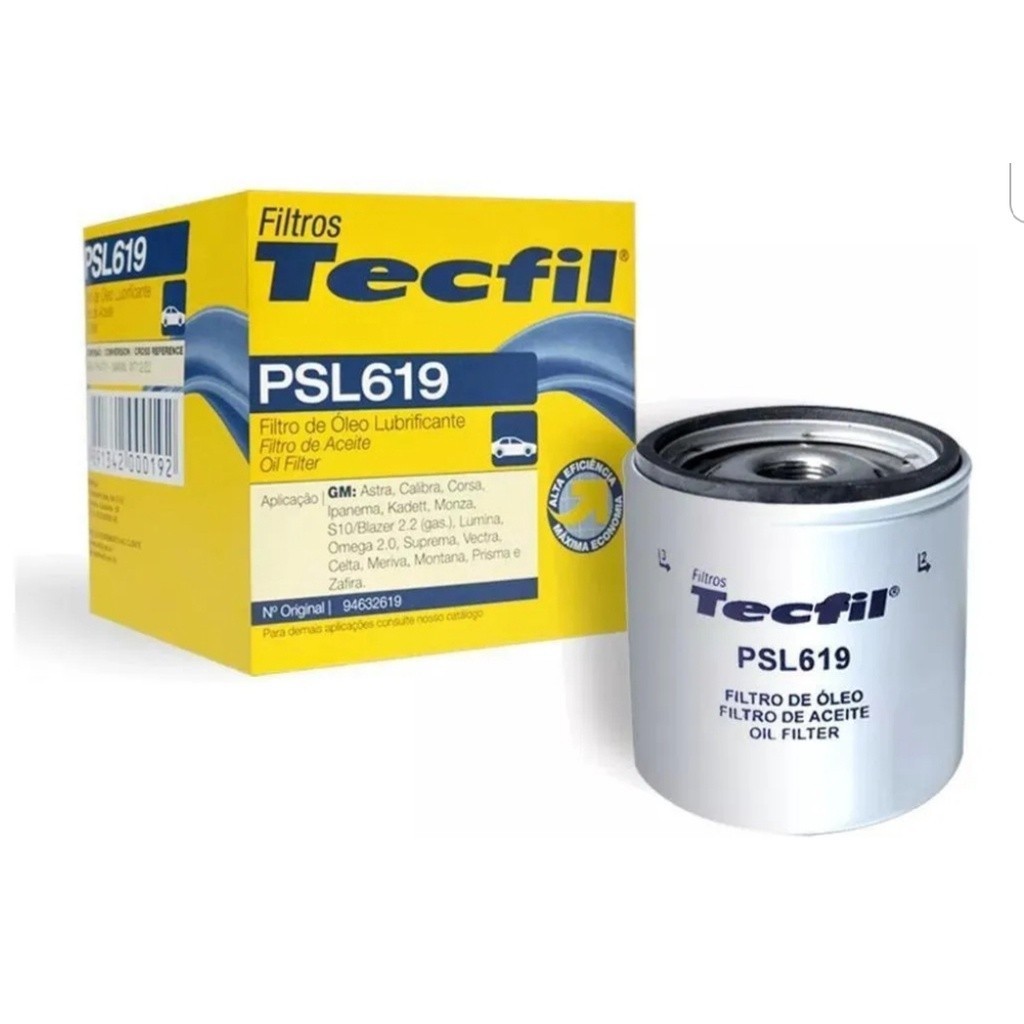 FILTRO DE ÓLEO TECFIL PSL619 FIAT MOTORES 1.8, AGILE, ASTRA, CORSA, COOBALT, ONIX, PRISMA, MERIVA