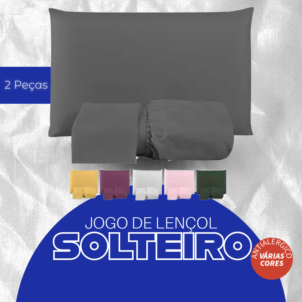 Jogo de Lençol Solteiro 2 Peças Microfibra Liso - Várias Cores em Oferta na Shopee