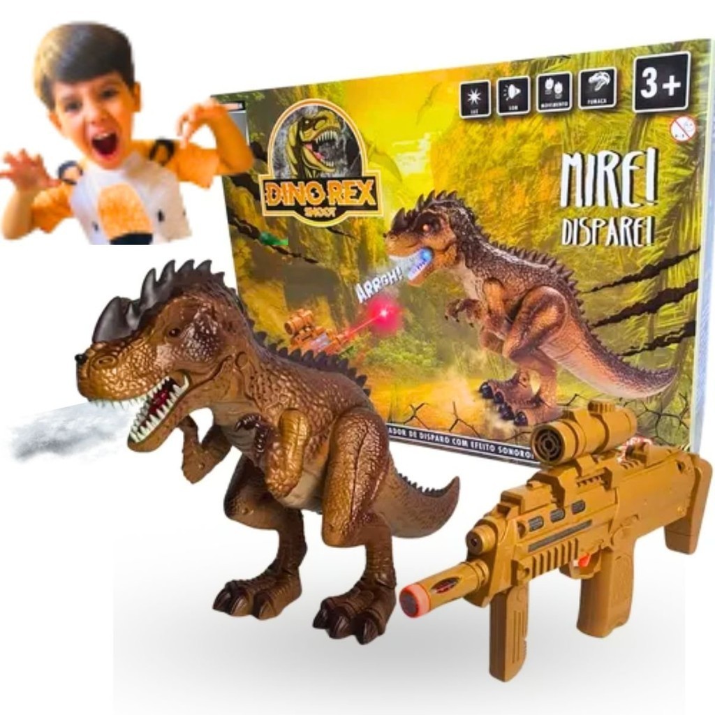 Dinossauro Sonoro Simulador De Disparo Mire e Desmonta Dino Rex Shoot Mire E Dispare Com Efeitos