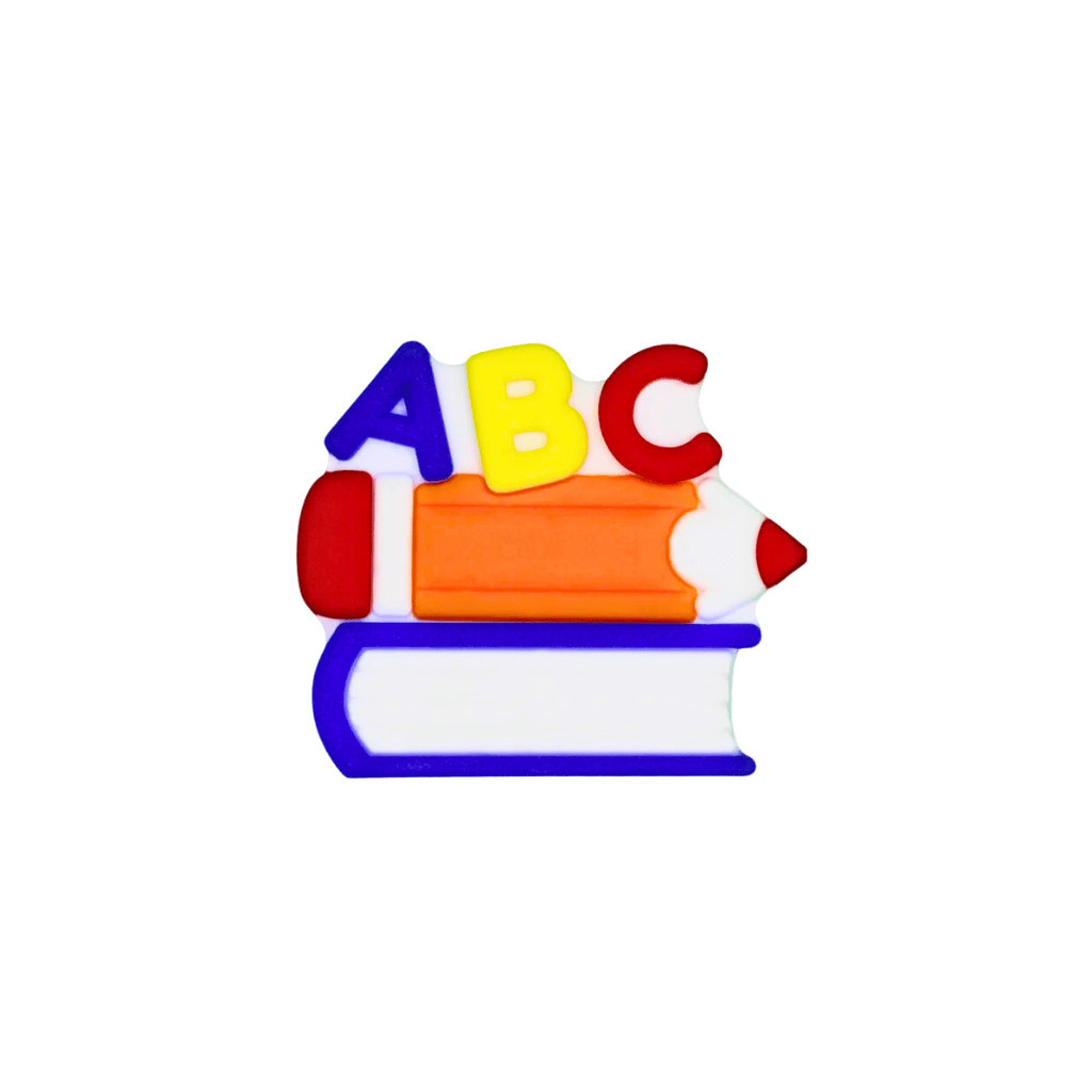 Kit 5 ou 10 Unidades - Aplique Escolar Emborrachado Livro e Lápis ABC em Oferta na Shopee