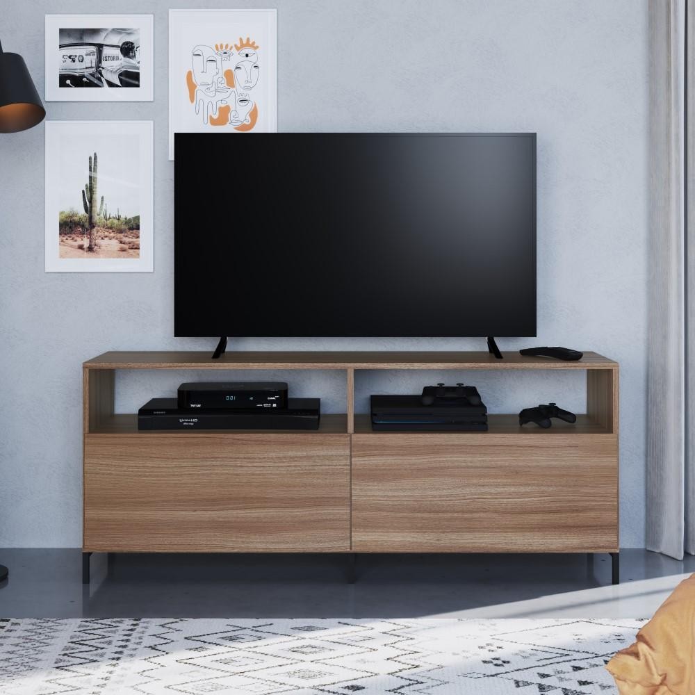 Rack Home Theater TV 55 Polegadas 2 Portas Marrom Madeira