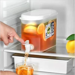 3.5L Suqueira Plastica com tampa para Geladeira Com torneira capacidade 3,5litros para agua saborizada