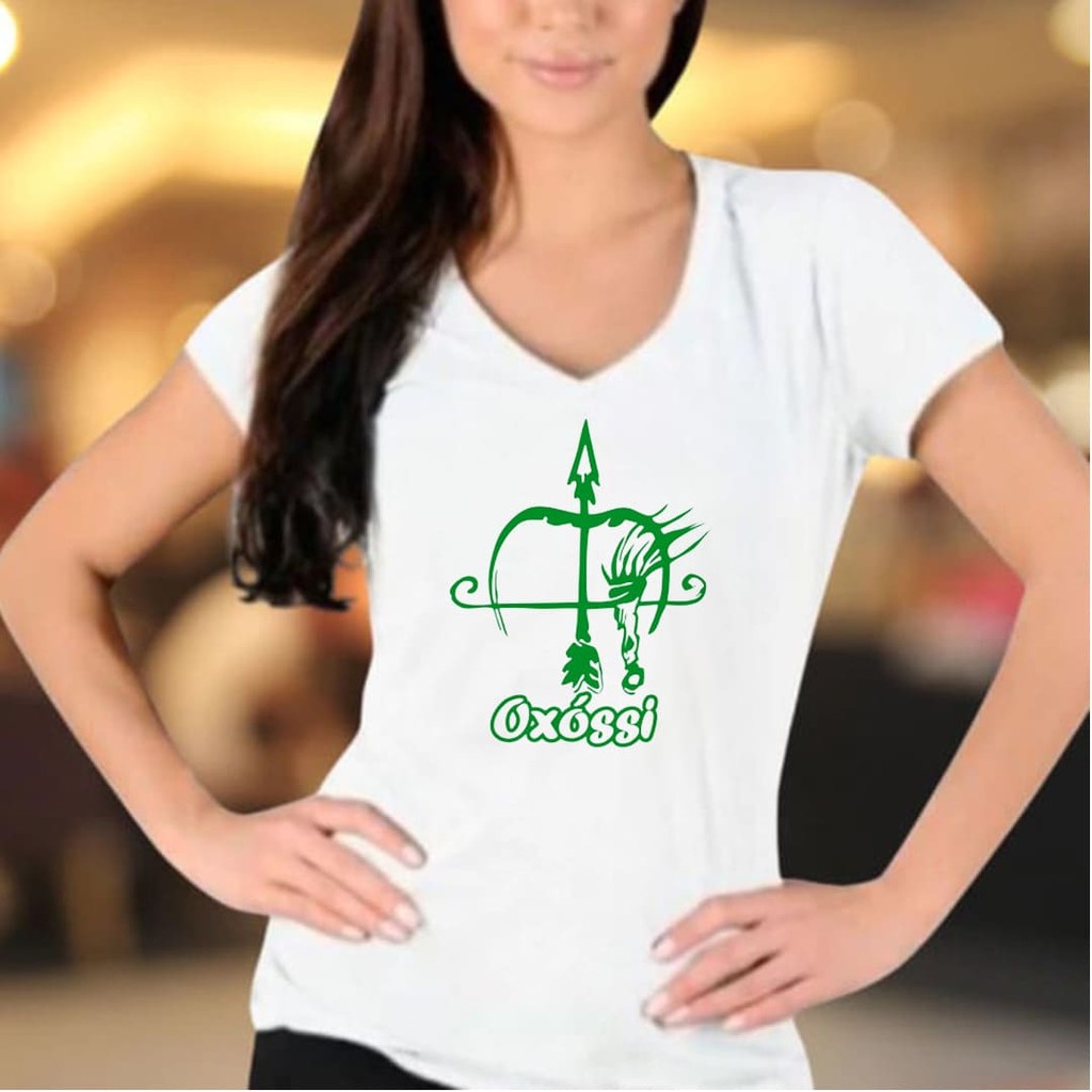 BabyLook Umbanda Oxóssi Escudo - Umbanda Candomblé - Camiseta Feminina