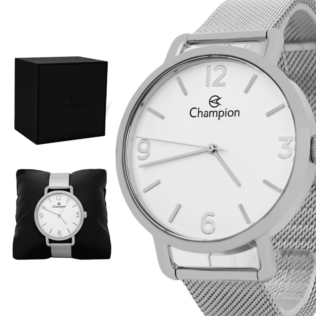 Relogio Masculino Champion Aço Inoxidavel Prata Resistente a Agua Original 1 Ano Garantia CN21434Q