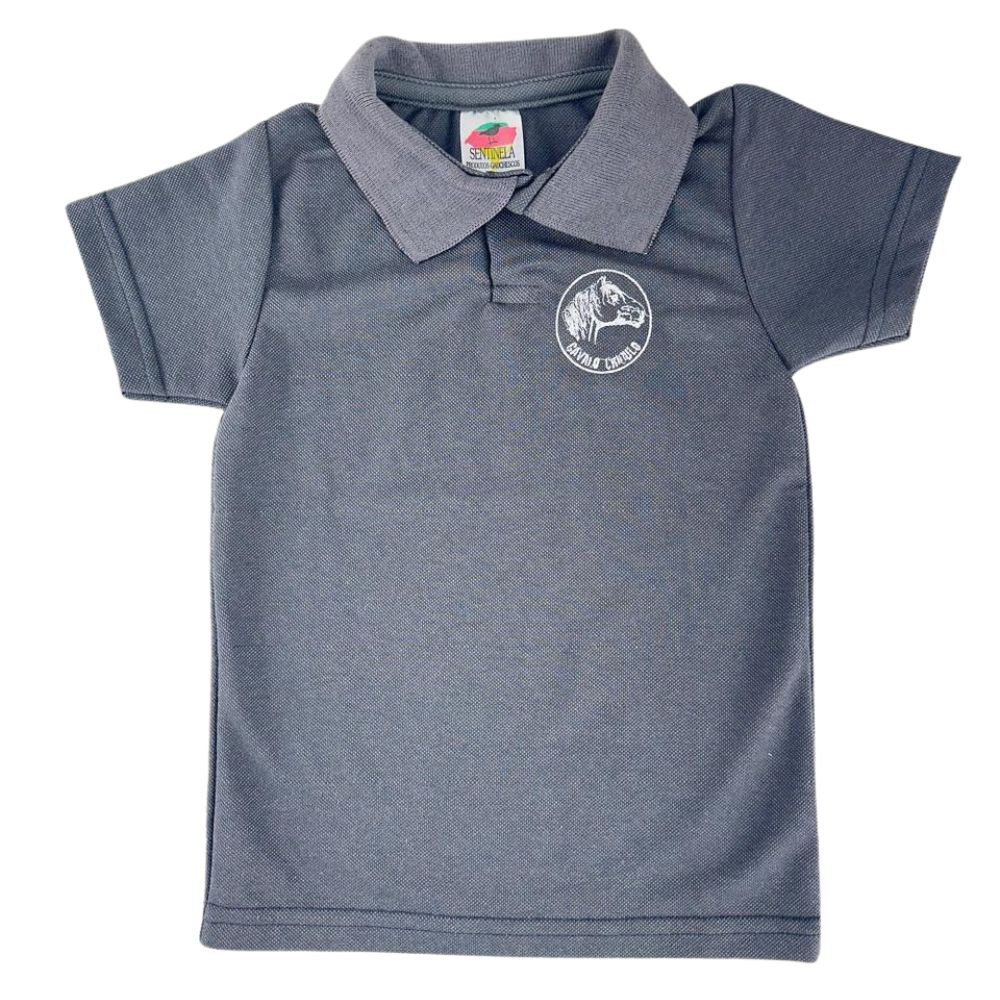 Camisa Polo Cinza De Criança Andar A Cavalo Bordado Cavalo Crioulo Original Sentinela Macia