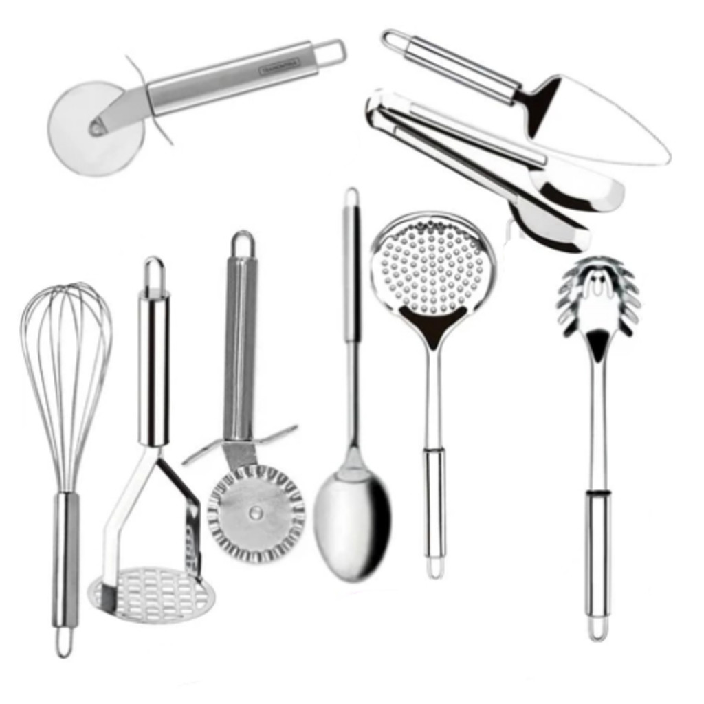 Kit 12 Talheres Utensílios Cozinha Em Aço Inox Multiuso Top 1 Jogo Completo
