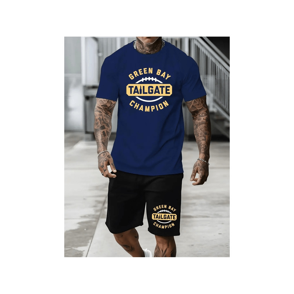 Conjunto Camiseta Masculina  Algodão estampa + Bermuda Moletom (BARRA  Academia Esporte Fitness