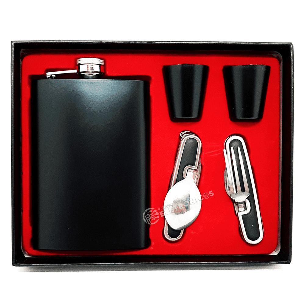 Kit Cantil De Bolso Copos Shot Aço Inox Porta Bebidas DY8841