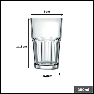 Jogo 12 Copos Vidro Coliseu 350ml Bares Restaurantes Suco Água Refrigerante