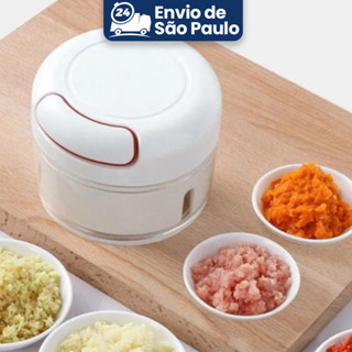 Mini Processador Manual Com 2 Lâminas Para Cozinha Branco