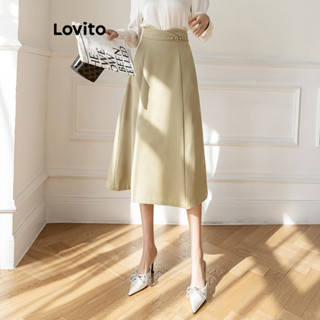 Lovito Saias Assimétricas Lisas Elegantes Para Mulheres L77ED379