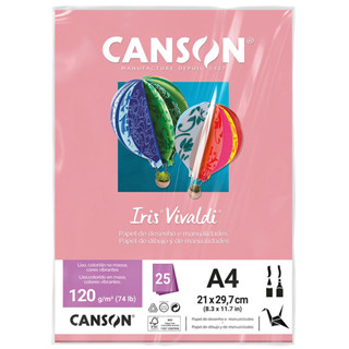 Papel Color Vivaldi A4 120g Rosa Claro com 25 folhas Canson