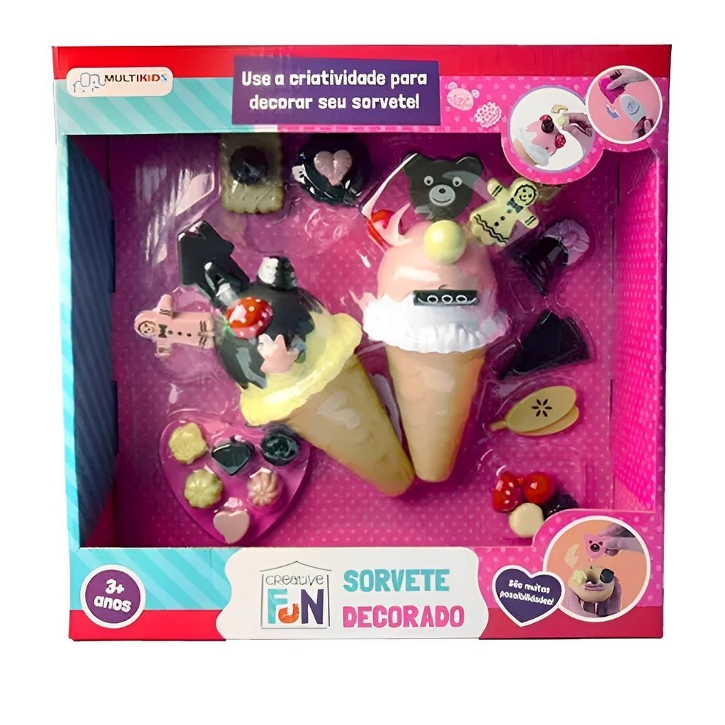 Brinquedo de Alimentos Creative Fun Sorvetes Decorados Com Acessórios Multikids - BR1230 em Oferta na Shopee
