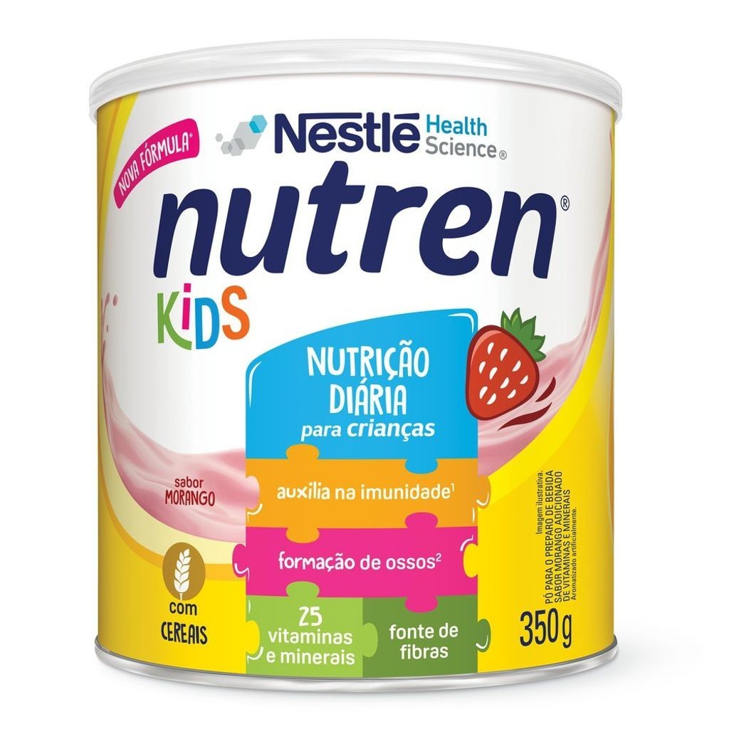 Nutren Kids Morango Suplemento Alimentar Lata com 350g em Oferta na Shopee