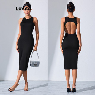 Lovito Vestido Sexy Liso Sem Costas Para Mulheres LBL08185