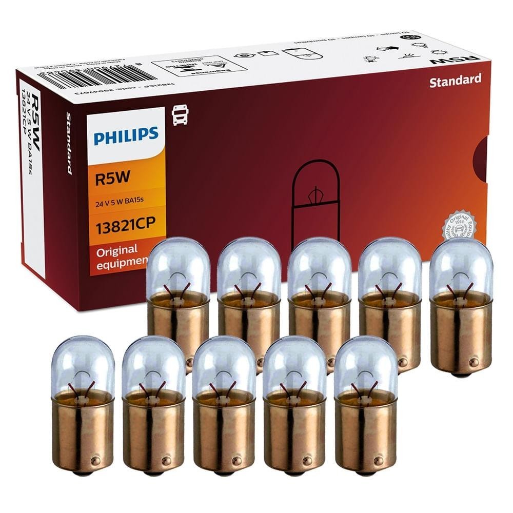 10 Lâmpada Philips R5w 24v Ba15s Tipo 67 Lanterna Traseira