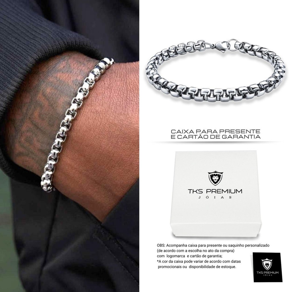 Pulseira Masculina de Corrente Veneziana Aço Inox Legítimo Cirúrgico Prata Original em Oferta na Shopee