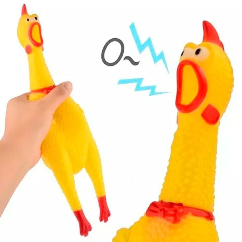 Galinha de Brinquedo Apito para pet's festas e diversão Borracha Pet Mordedor Sonoro
