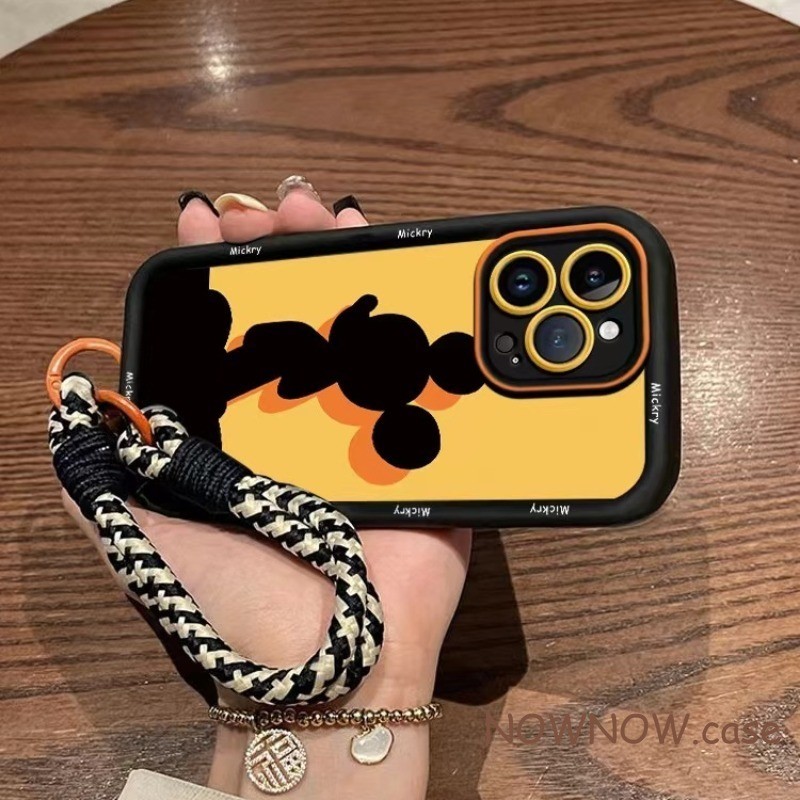 Compatível Com O iPhone 15 14 13 12 11 Pro MAX XR XS 7 8 PlusCute Mickey Diamond Hanging Rope Phone Case Soft