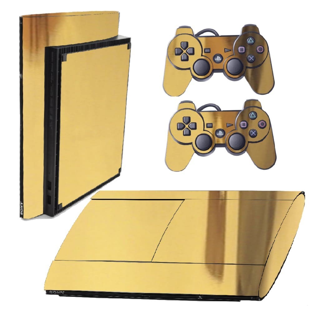 Skin PS3 Super Slim Playstation Adesivo Película Protetora Sticker Cromo Gold