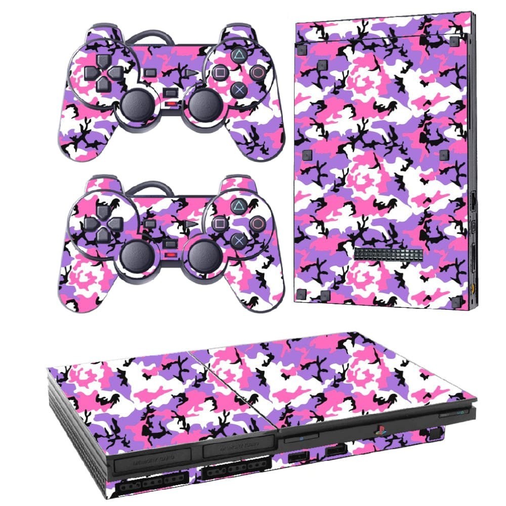 Skin PS2 Slim R1 Playstation Adesivo Película Protetora Sticker Camo Lilac