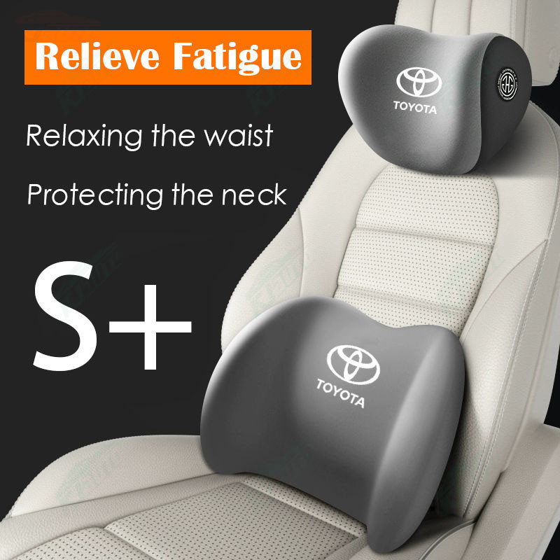 【 Headrest & Lombar Pillow 】 Toyota Aliviar A Fadiga-Proteger Pescoço E Ombros-Núcleo De Espuma De Memória-Companheiro De Condução Final Para Veloz Raize Vios Avanza Innova Fortuner Corolla em Oferta na Shopee
