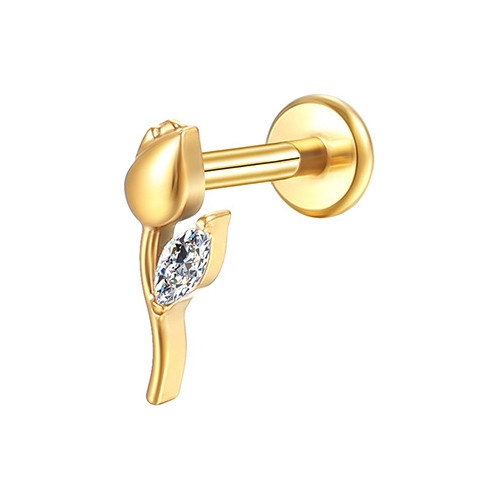 Piercing Helix Conch Tragus Labret Titânio Pvd Rosa Interna Zircônia Michelle